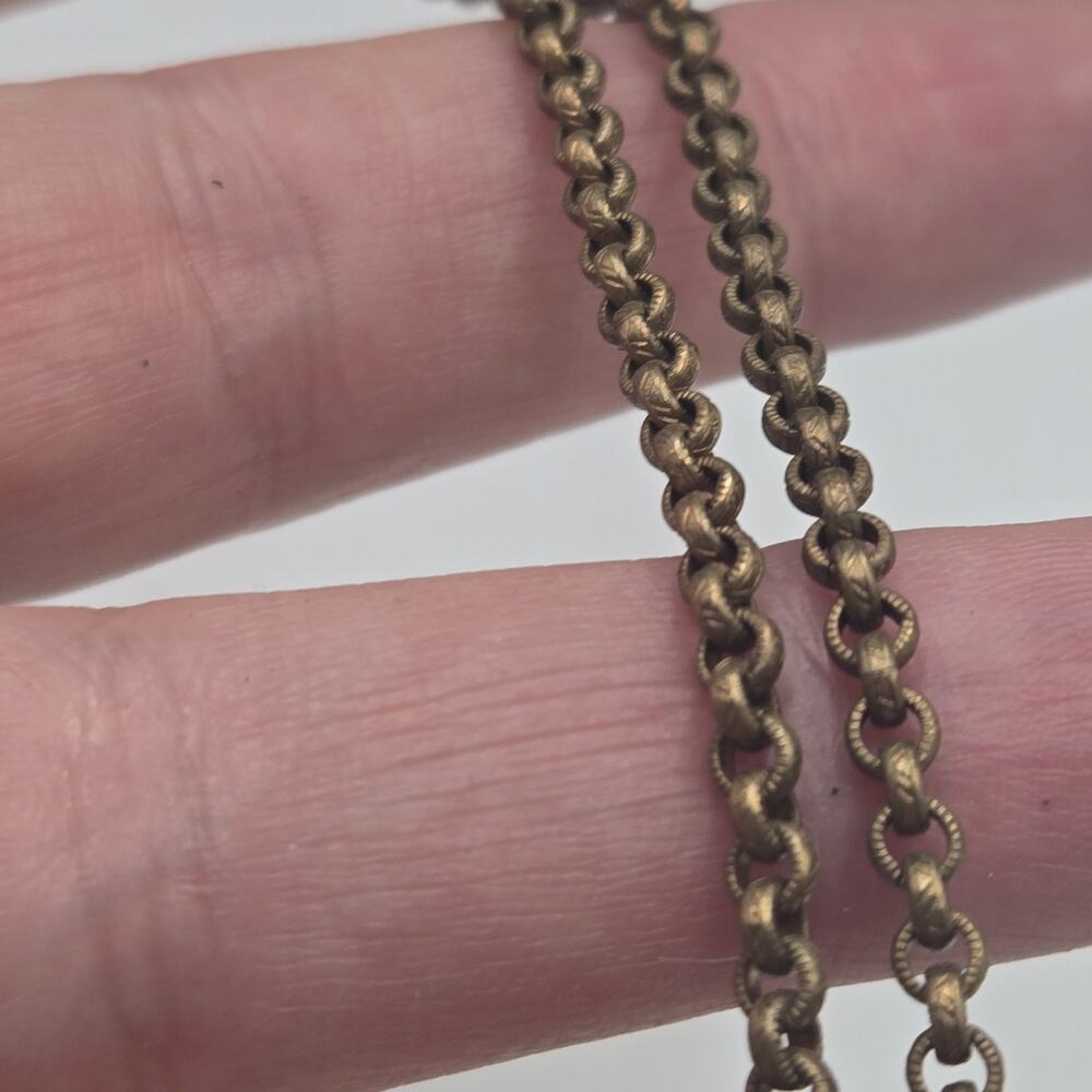 ANTIQUE Georgian Pinchbeck Brass Fancy Textured Rolo Chain Necklace